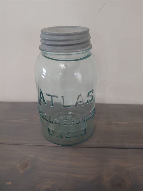 Aqua Blue Atlas Strong Shoulder Mason 1 Quart Canning Jar With Etsy