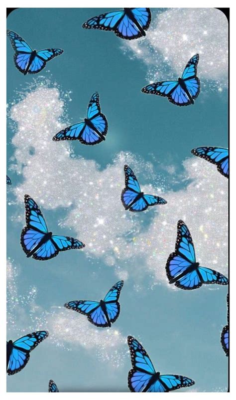Blue Glitter Butterfly Baby Blue Aesthetic Butterfly