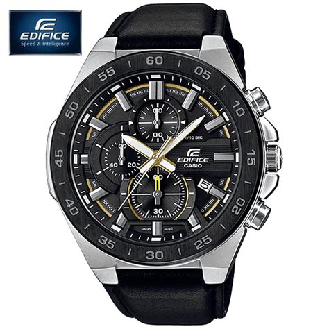 reloj casio edifice efr 564bl 1av fecha cronometro correa de cuero negro oechsle