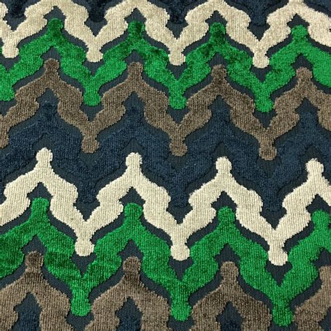 Lennon Chevron Pattern Cut Velvet Upholstery Fabric By The Yard