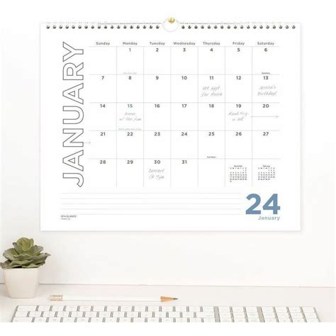 At A Glance Wall Calendar Medium Size Monthly 12 Month January