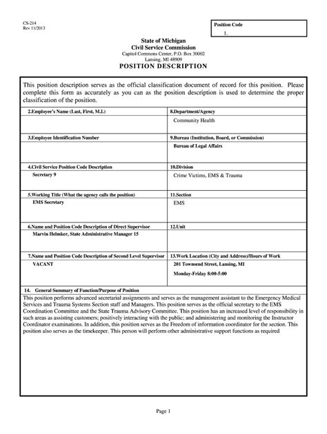 Position Description Form Deped Fill Out And Sign Printable Pdf