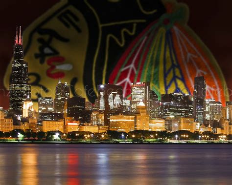 Details About Chicago Blackhawks Skyline Panoramic Original Photo