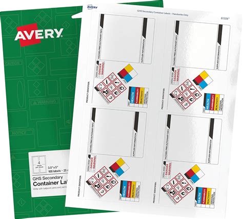Avery Ghs Secondary Container Labels Preprinted Handwrite Only