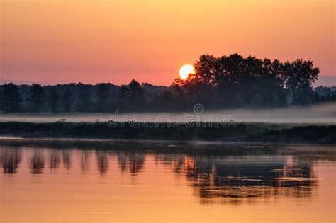 The Foggy Sunny Morning Over The River Stock Image Image Of Nature