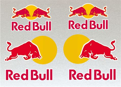 Red Bull Large 15cm Set Stickers X6 With No Background Design Motor