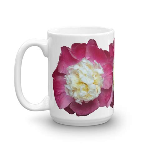 Vonflora Pink White Peony Coffee Mug Peony Tea Cup Peony Flower Mug Peony Coffee Cup Peony Cup