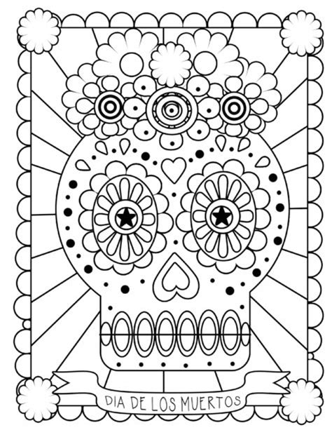 Sugar Skull For Kids Coloring Pages