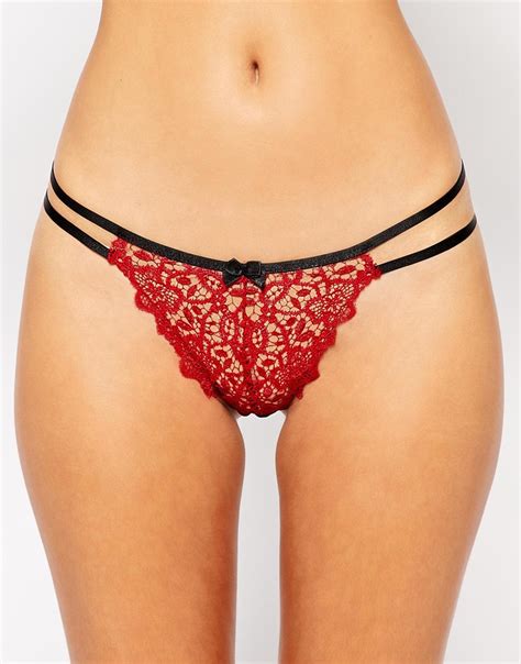 Lyst Asos Millie Corded Lace Thong In Red