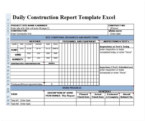 10 Free Construction Daily Log Template Sample Schedule