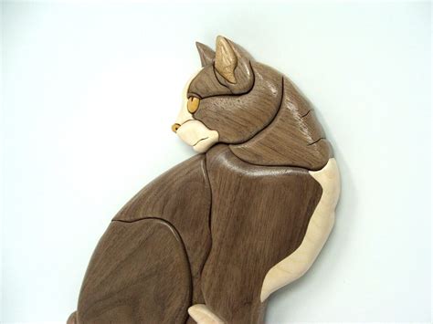 Cat Intarsia Made From Wood Etsy