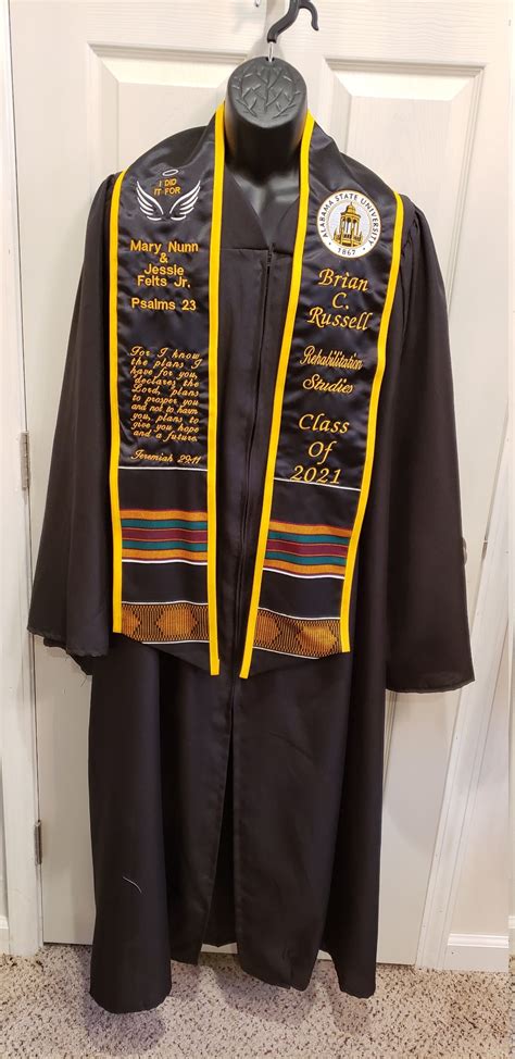 Custom Embroidered Graduation Stole With Slant Bottomtrimgreek Or English Lettersclass Of
