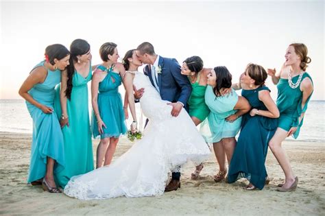 Brides who love the beach are after wedding dresses that let them exude the aura of freedom and wanderlust as these girls love being in the outdoors and be in unison with nature and the world. Beach wedding bridesmaids: non matching dresses. Aqua ...
