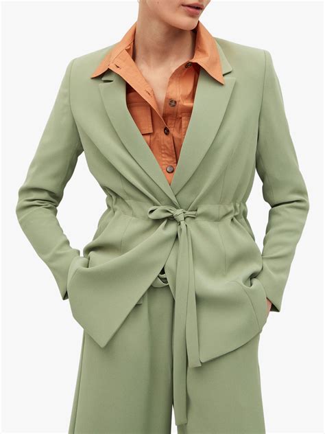 Mango Belted Structured Blazer Mint Green At John Lewis And Partners