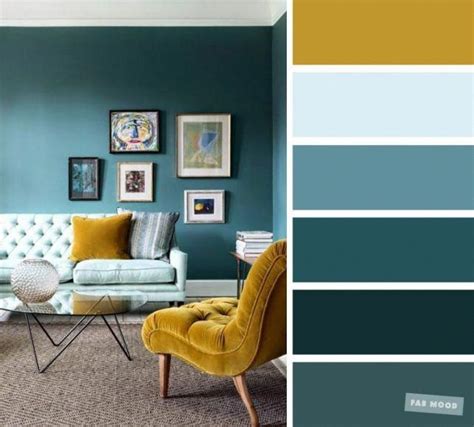 The Best Living Room Color Schemes Mustard Teal And Light Blue Color