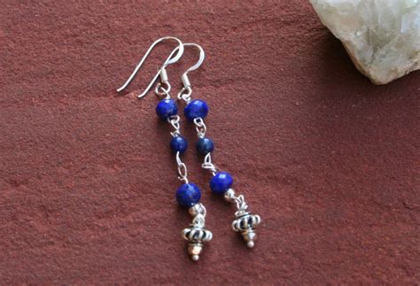Raw Lapis Lazuli Earrings Sterling Silver Eearrings Blue Eearrings