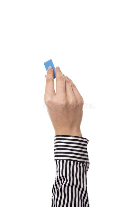 Hand Holding Eraser Isolated Stock Image Image Of Single Part 18003121