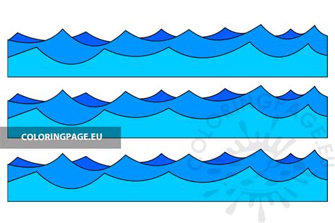 Blue Sea Waves Border Coloring Page