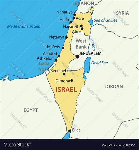State Of Israel Map Royalty Free Vector Image