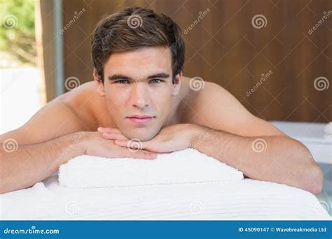 Man Lying On Massage Table At Spa Center Stock Image Image Of Shoulders Caucasian 45090147