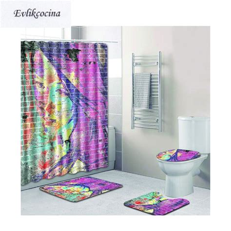 Free Shipping 4pcs Fashion Girl Mural Banyo Bathroom Carpet Toilet Bath