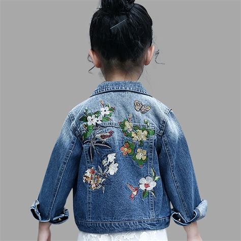 Buy Girls Denim Jackets Coats Long Sleeves Flower