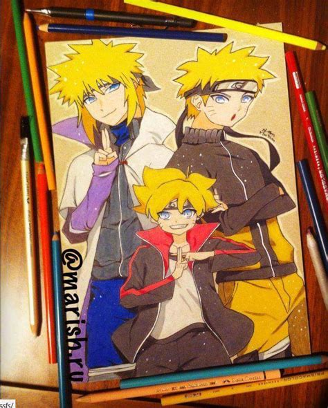 Naruto Boruto And Minato Drawing ♧anime♧ Amino