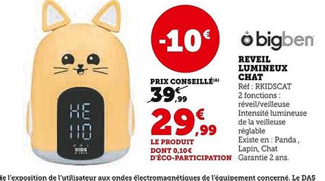 Promo Réveil Lumineux Chat Bigben chez Hyper U iCatalogue fr