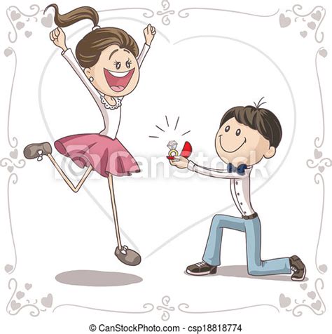 Illustrazioni Vettoriali Di Matrimonio Proposta Vettore Cartone