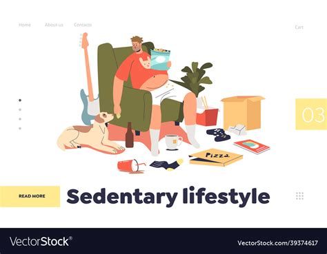 Sedentary Lifestyle Concept Of Landing Page Vector Image