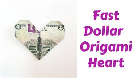 Dollar Bill Origami Heart Fast And Easy Youtube