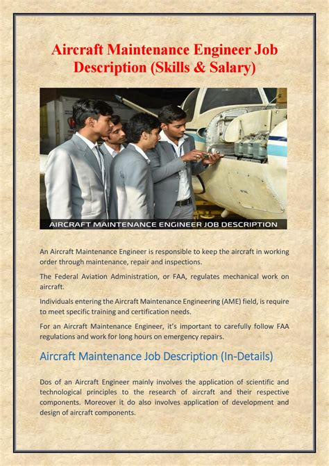 A Complete Job Description Of Aircraft Maintenance Engineer By Bia