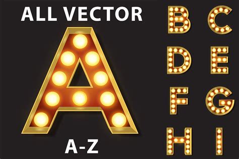 Use this table to help you learn the russian alphabet. Vector Light Bulb Marquee Letters | Light bulb letters ...