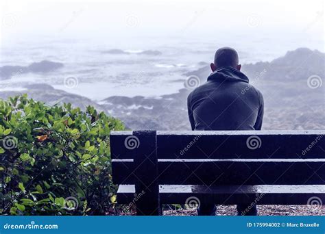 Sad And Lonely Man Sitting On Bench Stock Photo Image Of Filter Feel