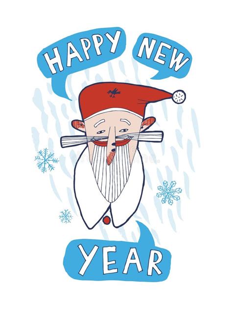 Happy New Year Merry Christmas Image Of Santa Claus With A Mustache