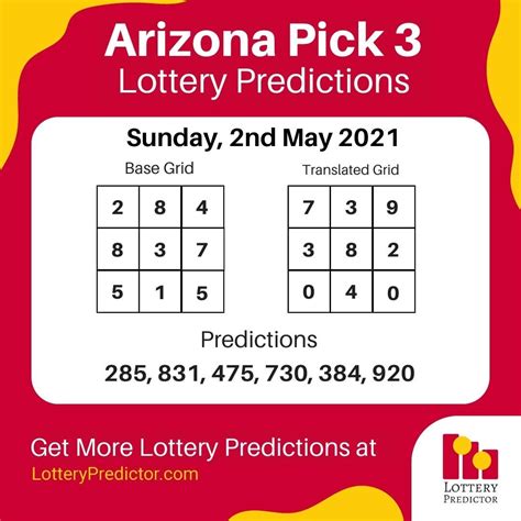 Arizona Pick 3 Lottery Prediction 2nd May 2021 in 2021 | Pick 3 lottery, Lottery, Arizona