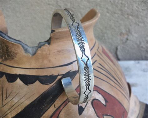 G Navajo Sterling Silver Cuff Bracelet For Men Or Women Native