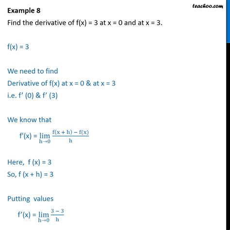 Example 8 Find Derivative Of Fx 3 At X 0 X 3 Examples