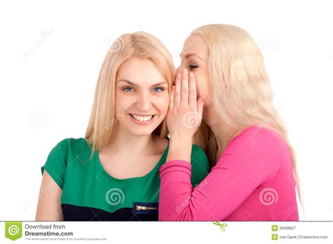 Two Women Whispering And Smiling Stock Image - Image of white, lady ...