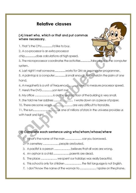 Relative Clauses Esl Worksheet By Ulala