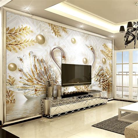 At graham & brown we have a huge range of wallpaper designs for you to choose from whether you're decorating your hallway, living room, bedroom or dining room we will have a wallpaper to suit your style! Luxury Wallpaper Jewelry Swan Wall mural Custom 3D ...