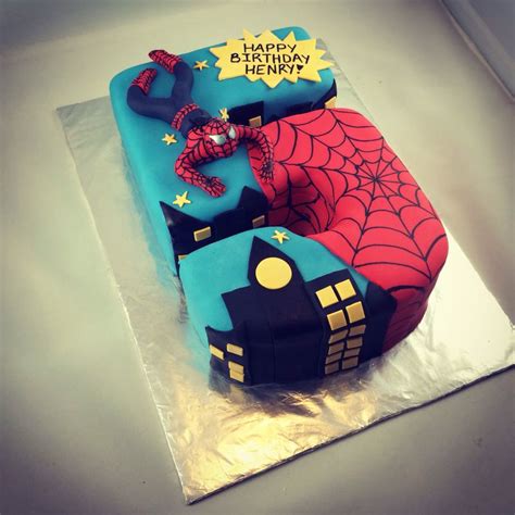 Indoor birthday party ideas & timeline for age 5. Spider-Man cake for a big 5 year old boy. Vanilla cake ...