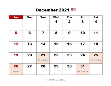 20 December 2021 Calendar Free Download Printable Calendar Templates ️