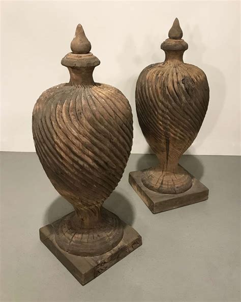 Pair Of Massive Modern Carved Wooden Finials (T4533) - TYSON ...