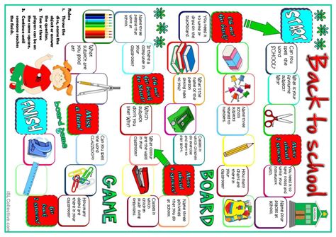 Back To School Board Game Warmer English Esl Worksheets Pdf And Doc