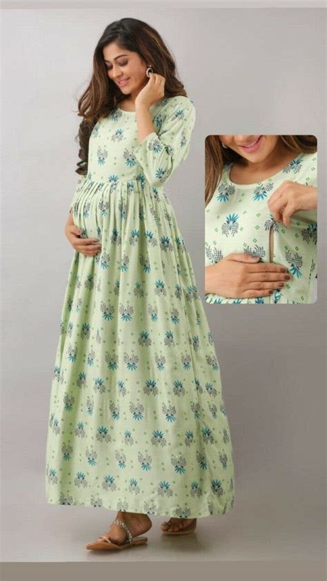 Pregnant Maternity Women Kurti Gown Suit Easy Baby Feeding Suit Long