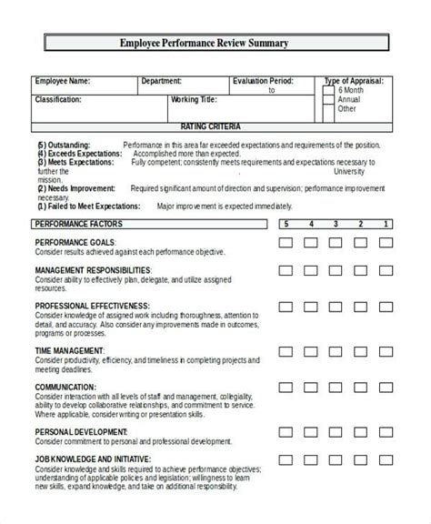 Annual Employee Review Template Employee Evaluation Form Samples Employee Performance Review