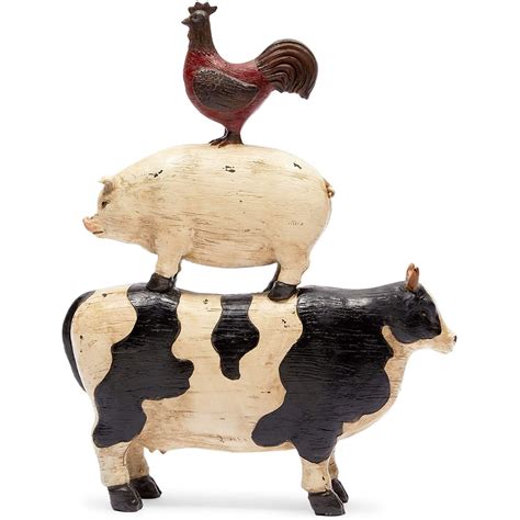 Farm Animal Decor Chicken Pig Cow Figurine Resin Statue 92x116x2