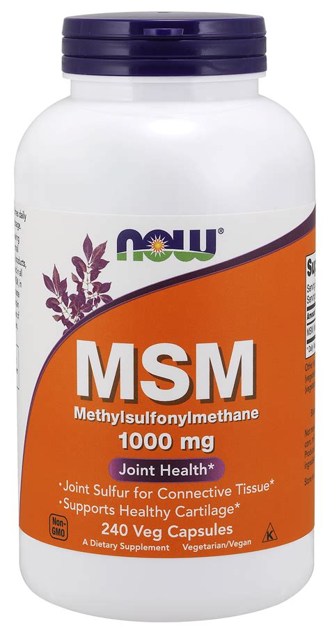 Now Supplements Msm Methylsulfonylmethane 1000 Mg Joint Health 240 Veg Capsules Walmart
