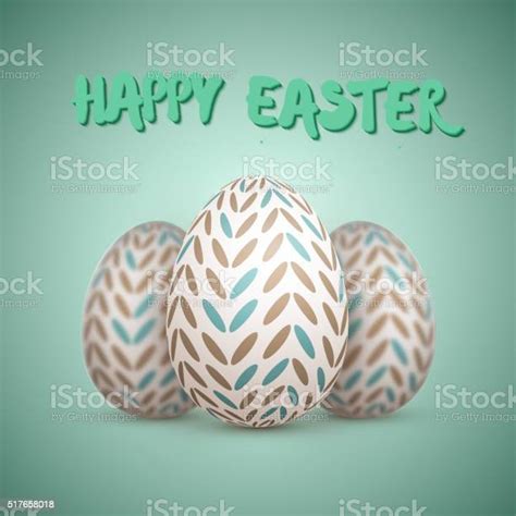 Realistic Vector Easter Egg Set Happy Easter Painted Vector Egg Stock
